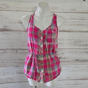 Aerie Pink Plaid Racerback Tank Top sz XS0